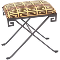 Iron Stool with Neoclassical Greek Key Decoration