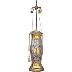 Tall Fornasetti Style Hollywood Regency Gold and Silver Lamp 11
