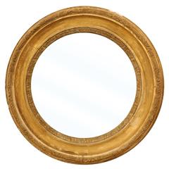 Antique Round 18th Century English Gilt Mirror