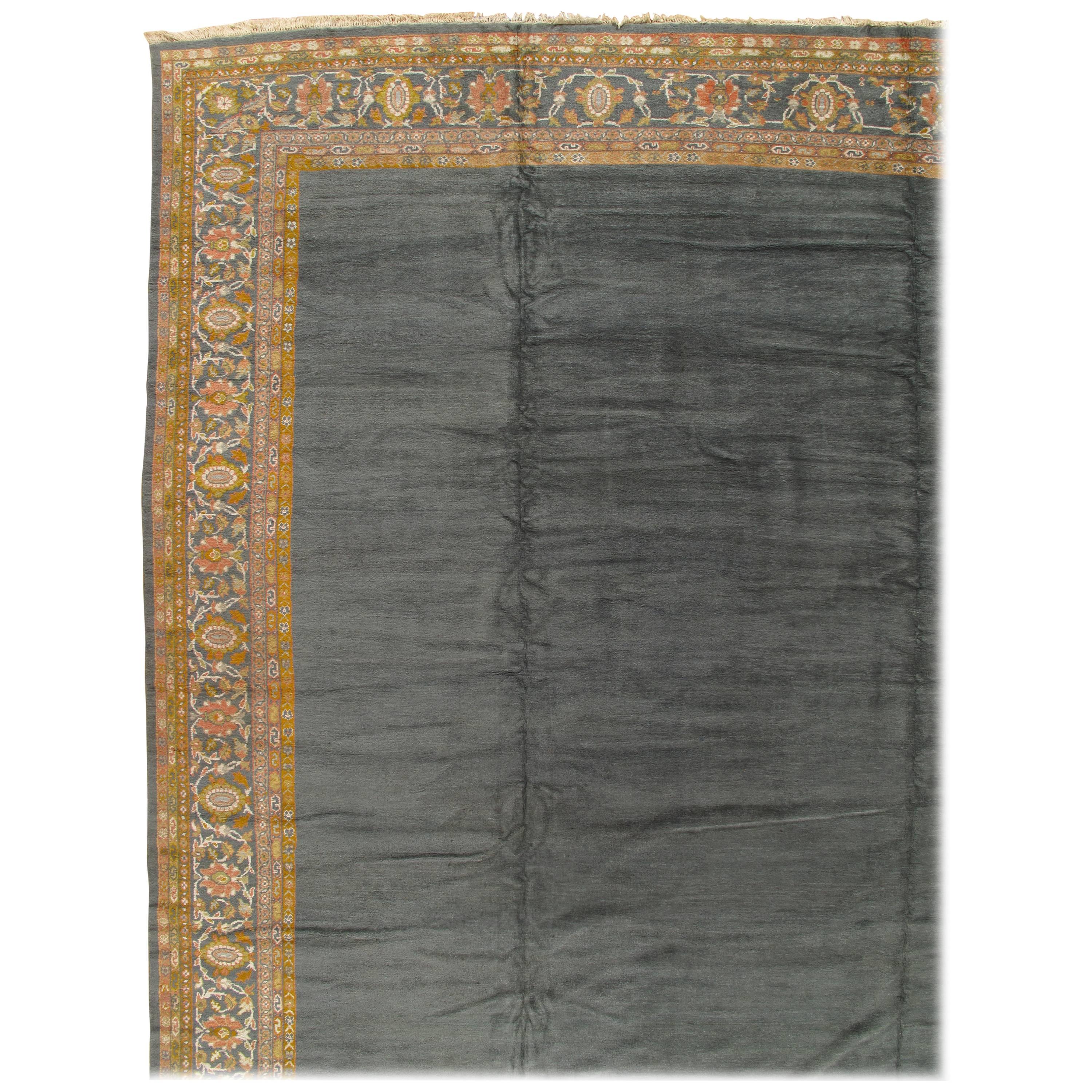 Antique Sultanabad Carpet, Oriental Rug, Handmade Persian Rug, Gray Soft Saffron