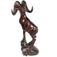 American School 20th Century Folk Art Carved Wood Figure of a Ram 8