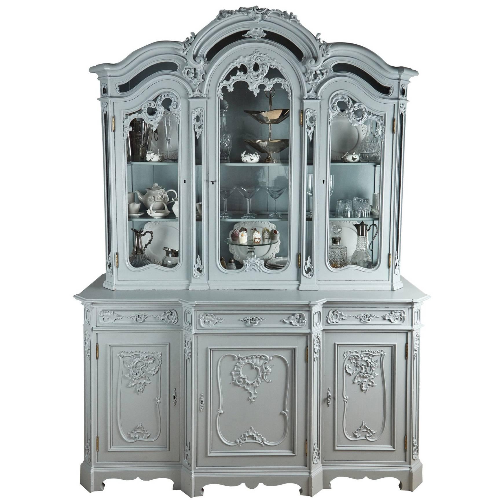 Large French Carved and Painted Display Cabinet
