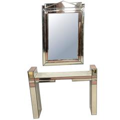 Console and Its White and Pinky Mirror, circa 1980 9
