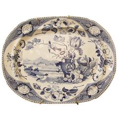 19th Century English Large Blue and White Platter 1