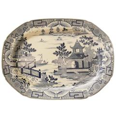 Large Blue and White Davenport Platter 3
