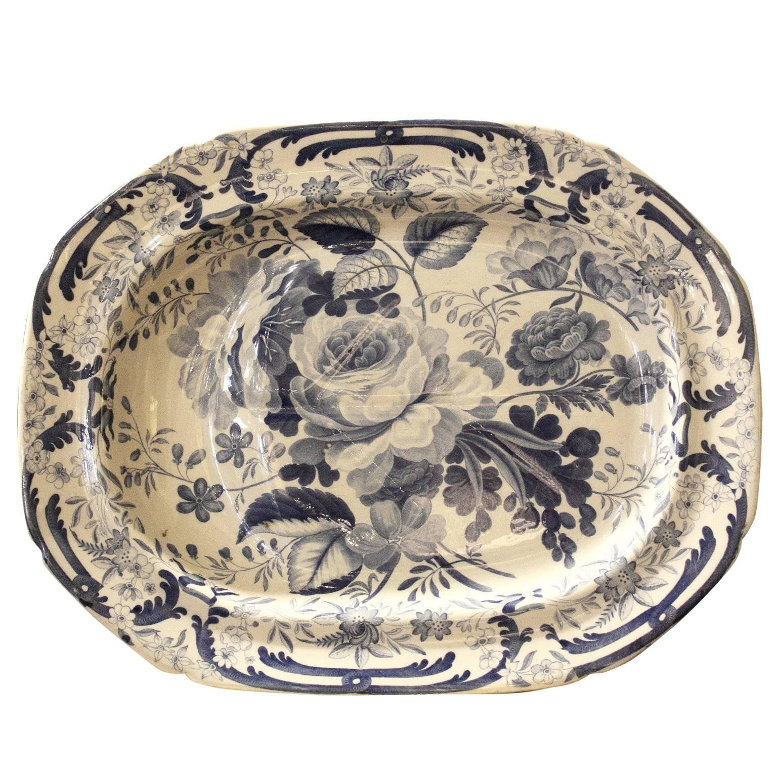 Large Floral Pattern Platter with Well