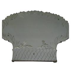 Antique Art Deco Reverse Carved Wall Mirror, Basket-of-flowers, circa 1930