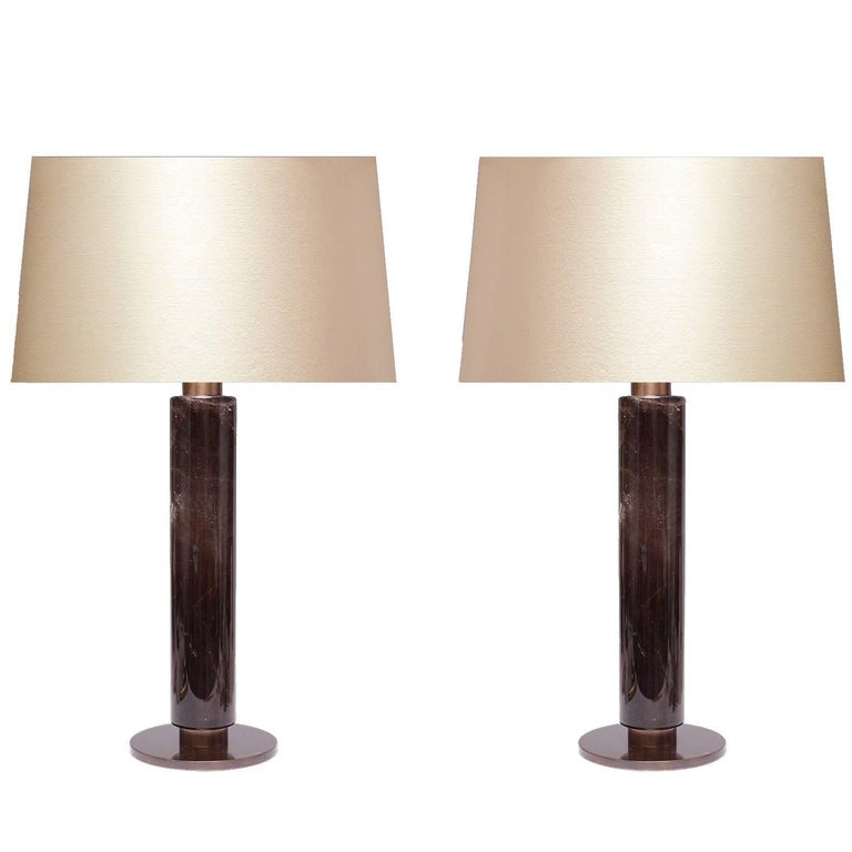 Pair of Modern Dark Rock Crystal Quartz Lamps For Sale at ...