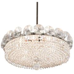 Circular Glass Bead Chandelier with Crystal Drop, Austrian, 1960s 3