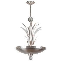 Walter Von Nessen Nickel and Glass Chandelier, American, 1930s 1