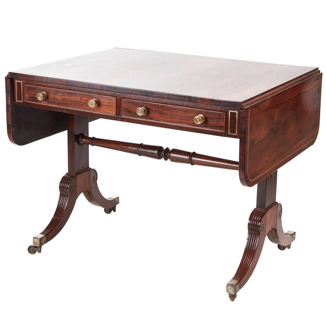Fine Regency Brass Inlaid Rosewood Safe Table For Sale