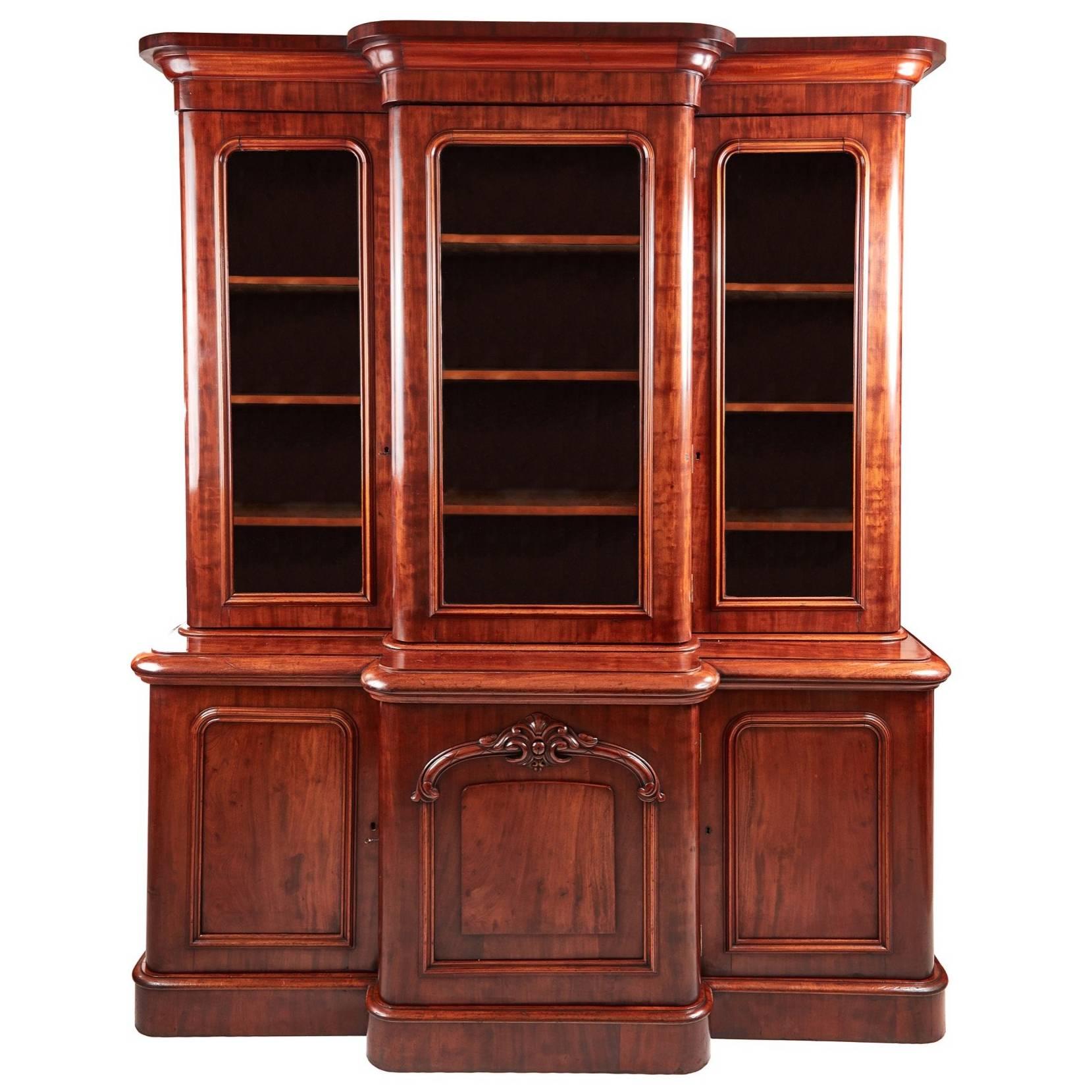 Super Quality Victorian Mahogany Breakfront Bookcase