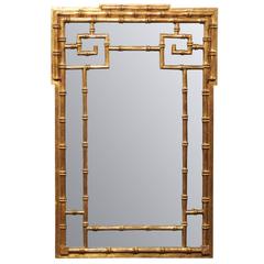 20th Century Gilded Faux Bamboo Giltwood Mirror
