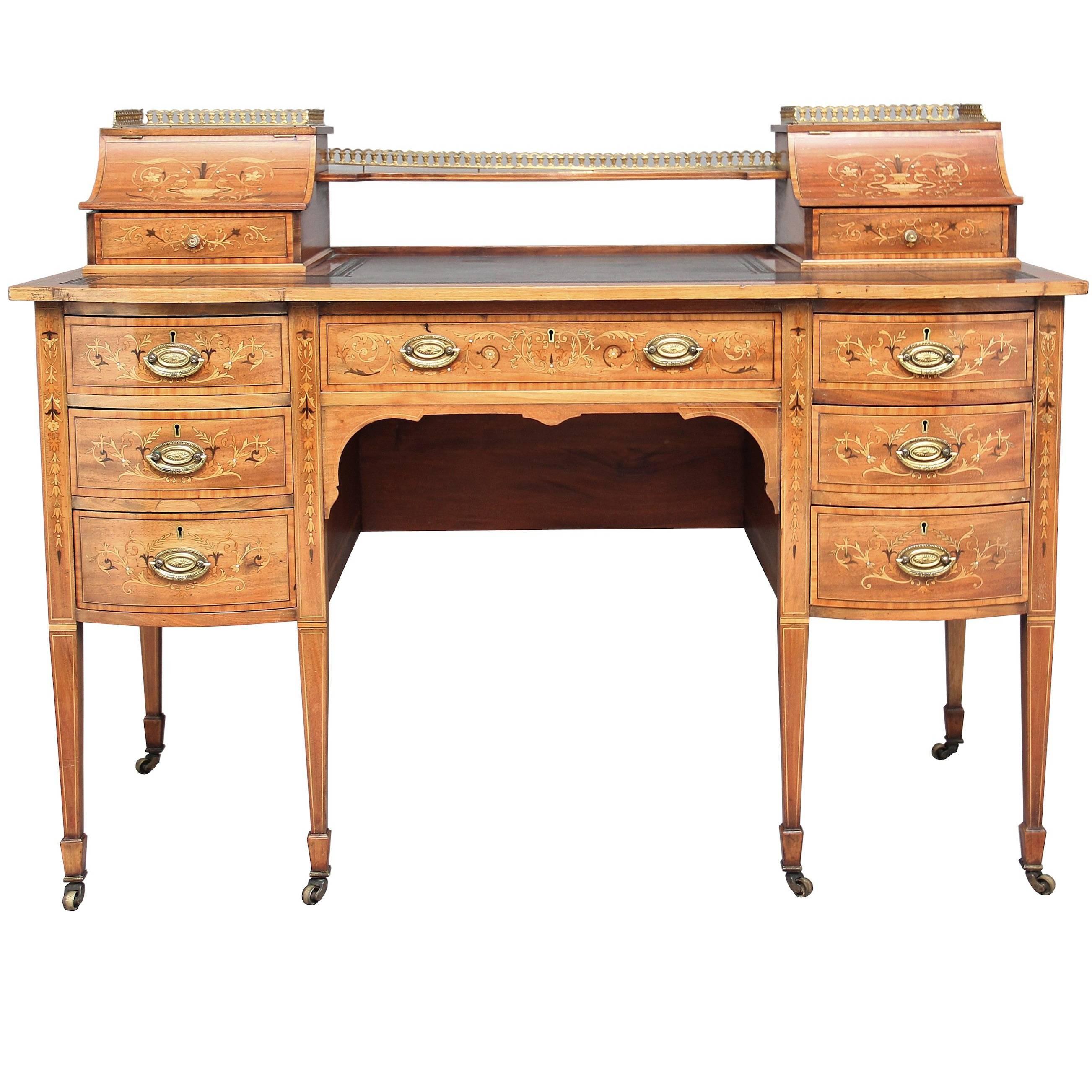 Early 20th Century Edwardian Mahogany Inlaid Writing Desk