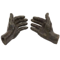 Pair of Ceramic Hands with Bronze Glaze