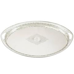 1890s Victorian Sterling Silver Galleried Tea Tray 2