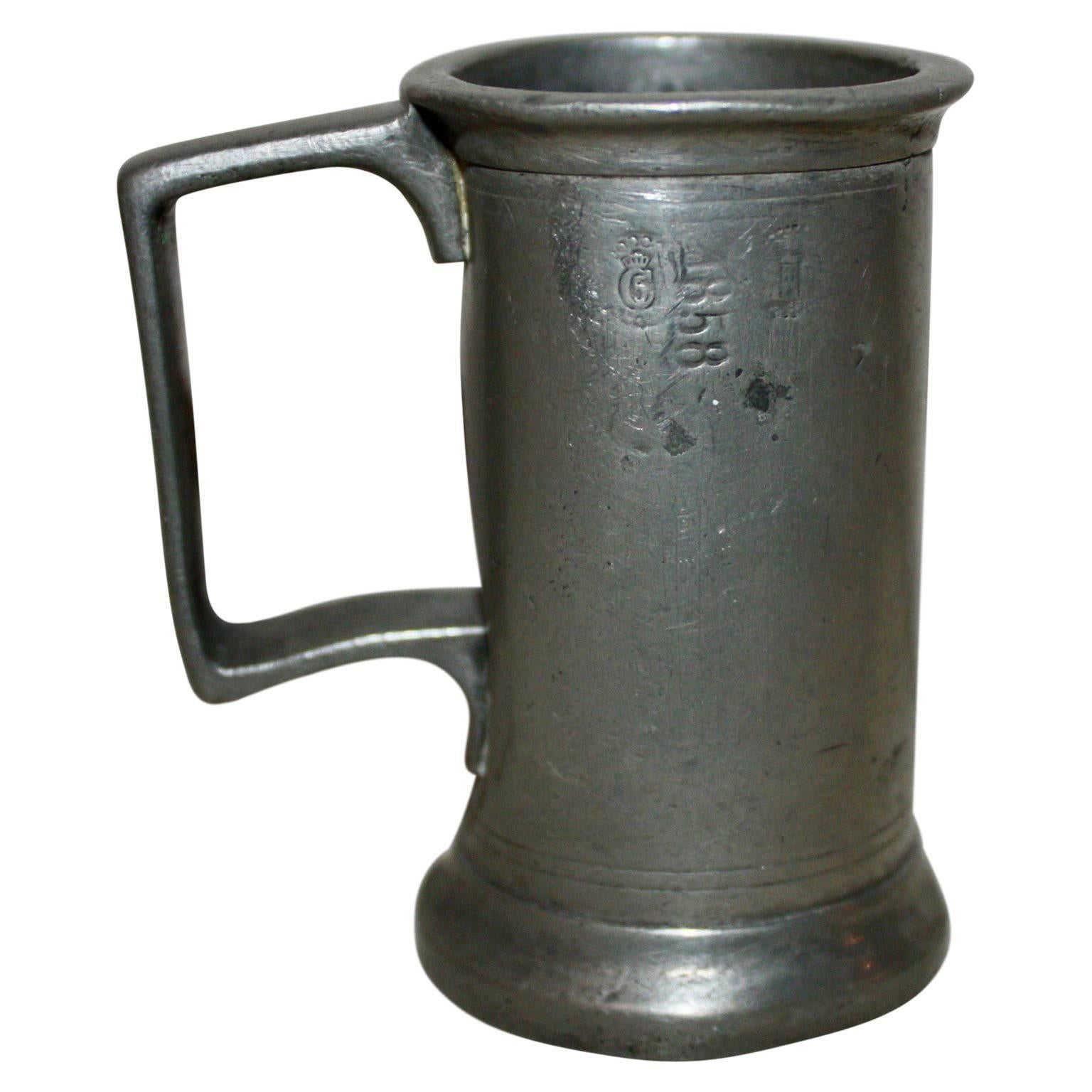 19th Century Pewter Measurer Anno, 1858