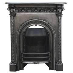 Antique Mid-Victorian Arched Cast Iron Fireplace