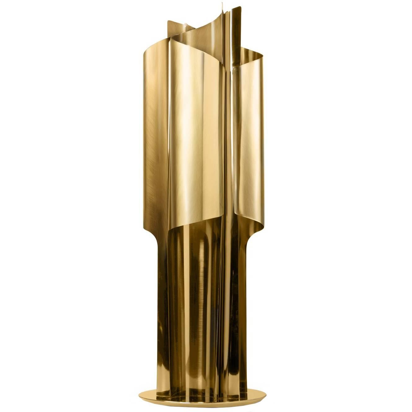 Brush Brass Table Lamp For Sale