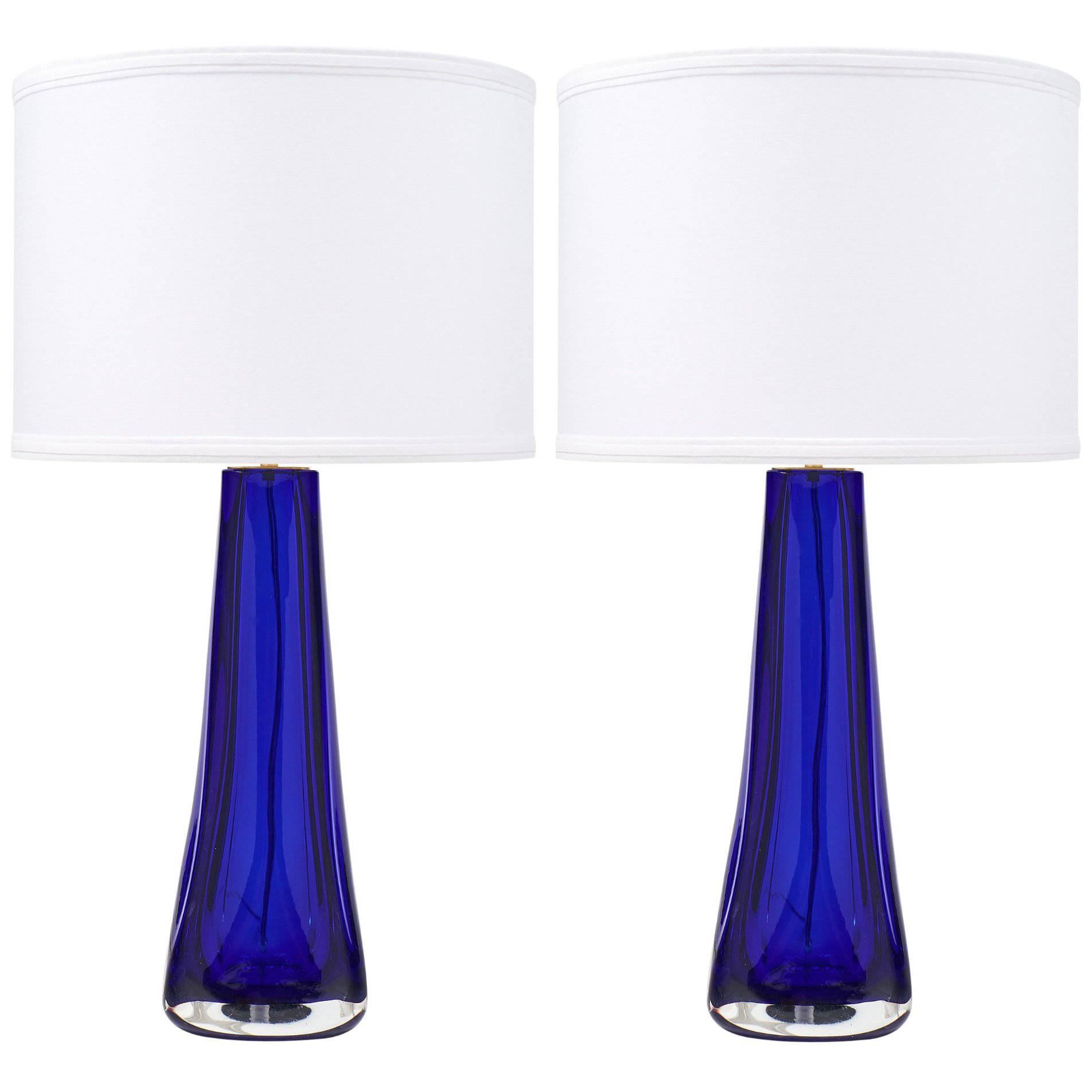 Cobalt Blue Italian Murano Glass Lamps