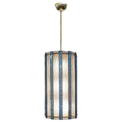 Glustin Luminaires Creation Brass Lanterns with Murano Ribbons For Sale ...