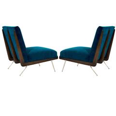 Gio Ponti Style Bommerang Lounge Chairs on Brass Legs