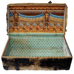 Antique French Early 19th Century Pony Skin Dome Top Travelling Trunk, circa 1820