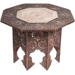 Unusual Octagonal Carved Hardwood Centre Table