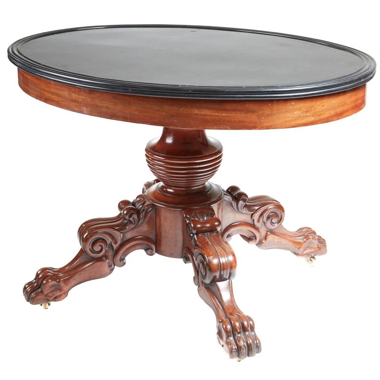 Unusual Antique Oval Marble-Top Gueridon Centre Table For Sale