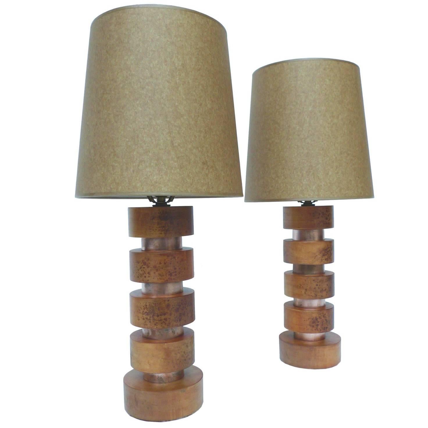 Pair of Midcentury Table Lamps in the Style of Paul Frankl