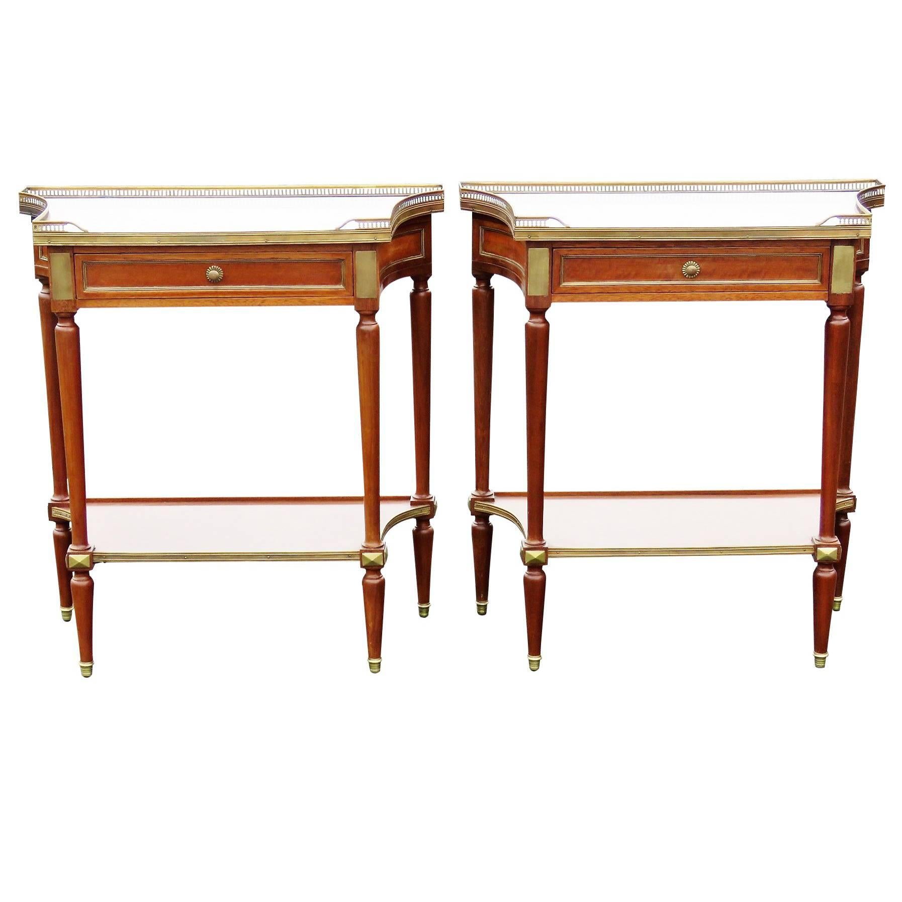 Pair of Jansen Style Marble-Top Stands