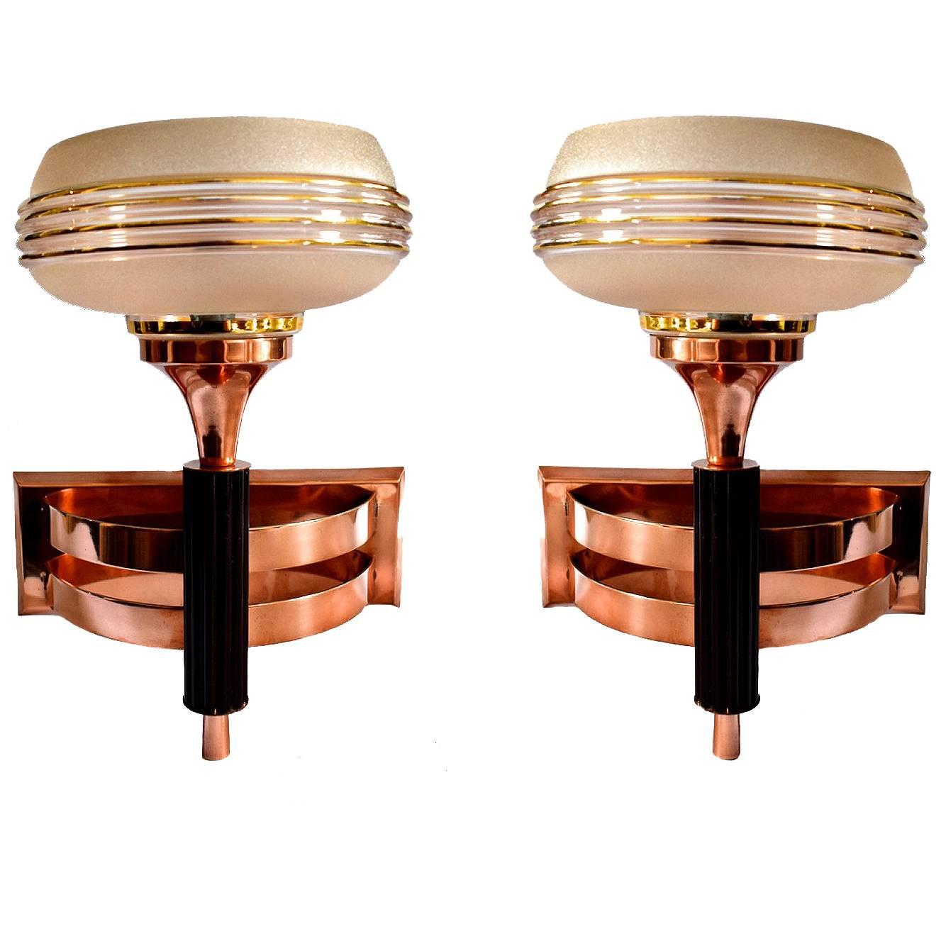 Art Deco Machine Age Wall Light Sconces