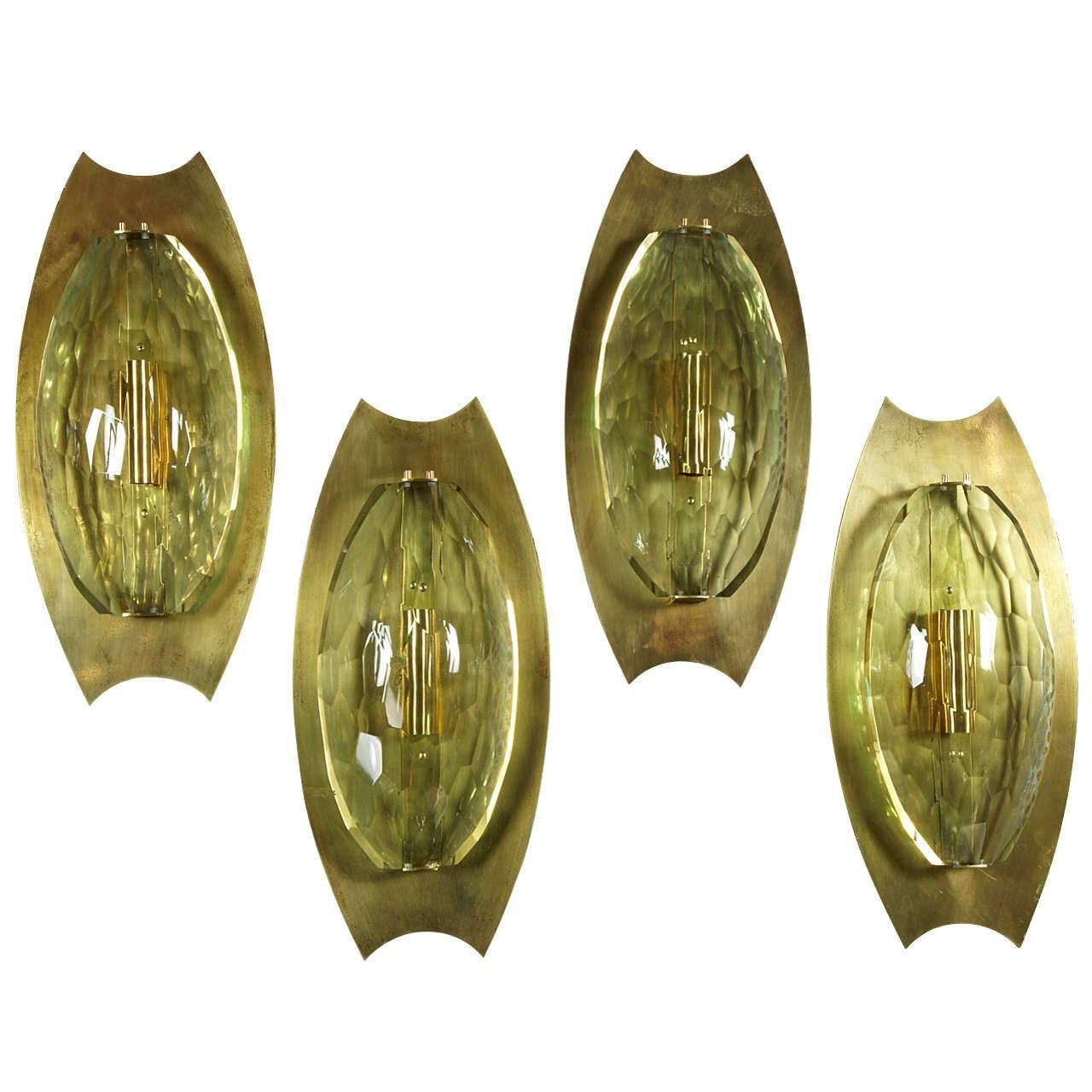 Fantastic Pair of Murano Glass Sconces Attributed to Fontana Arté