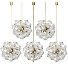 12 Stunning Large Brass and Glass Chandeliers in the Manner of Emil Stejnar 2
