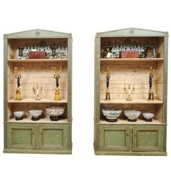 Pair of Italian Neoclassical Style Blue Painted Biblioteques, circa 1890