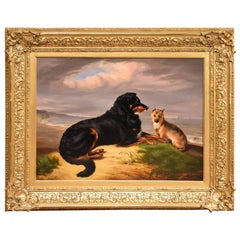 "Best of Friends" by Samuel John Carter Two Dogs Stormy Sea Sand Dunes