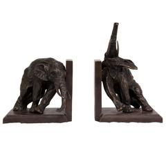 Pair of Bronze Bookend Elephants by Dubanton, French, circa 1930