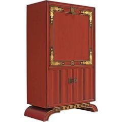 Belgian Charles Van Beerleire Chinoiserie Bar Cabinet