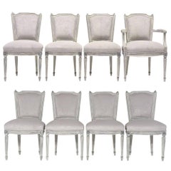 Set of Eight Painted Louis XVI-Style Dining Chairs 8