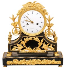 Antique 19th Century French Empire Bronze Dore Mantle Clock