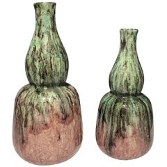 Green and Pink Drip Design Vase, Thailand, Contemporary