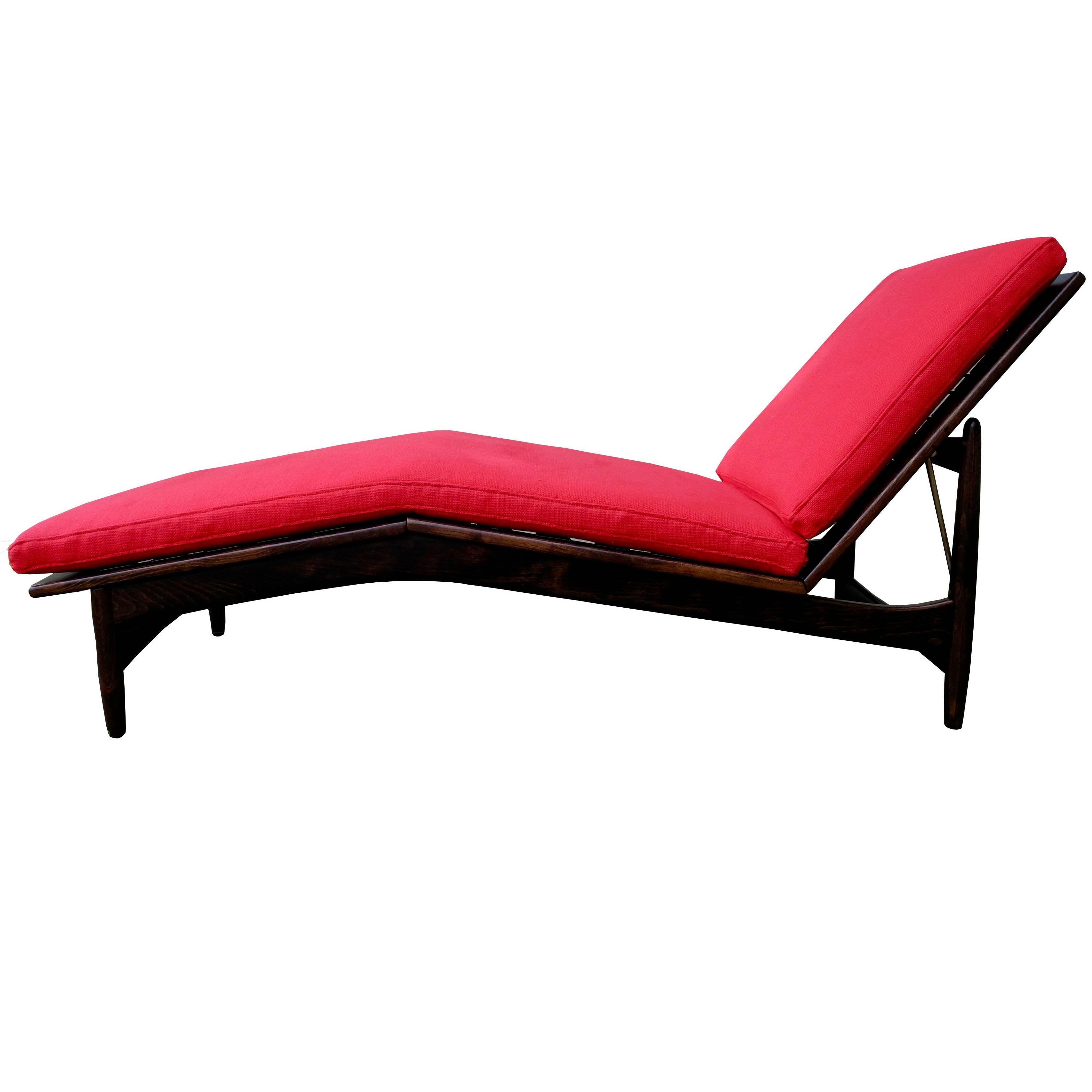 Danish Modern Beech and Upholstered Chaise Longue by Ib Kofod-Larsen for Selig For Sale