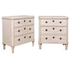 Pair of Swedish Gustavian Three-Drawer Commodes with Diamond Motifs, circa 1840