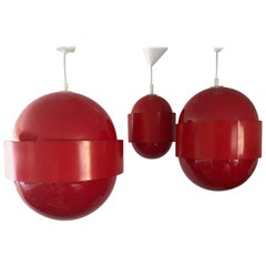 Vintage 1970 Globo Ring Pendant Lamps Designed by Uno and Osten Kristiansson for Luxus
