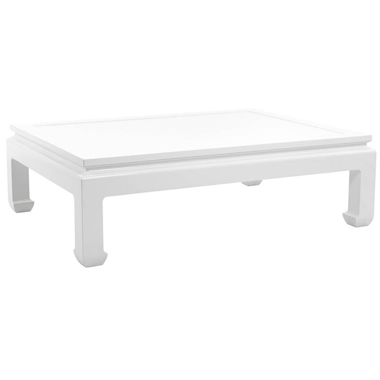 Bengal coffee table in white lacquered mahogany wood, current production