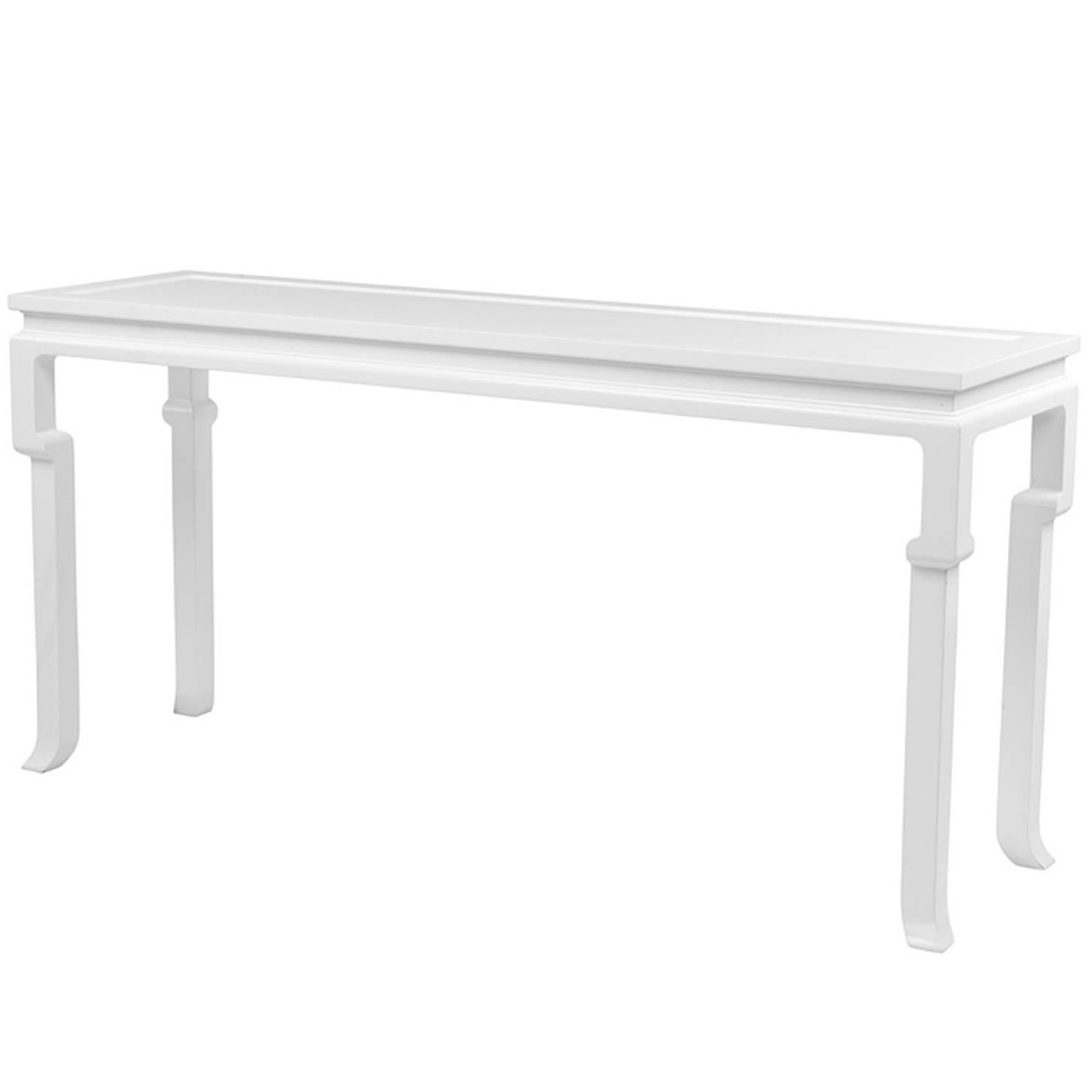 Bengal Console Table in White Lacquered Mahogany Wood