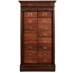 Antique Roll Front Card File Cabinet
