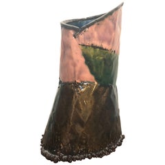 June Schwarcz Metal Enamel Art Vessel Sculpture Signed and Dated, 1987