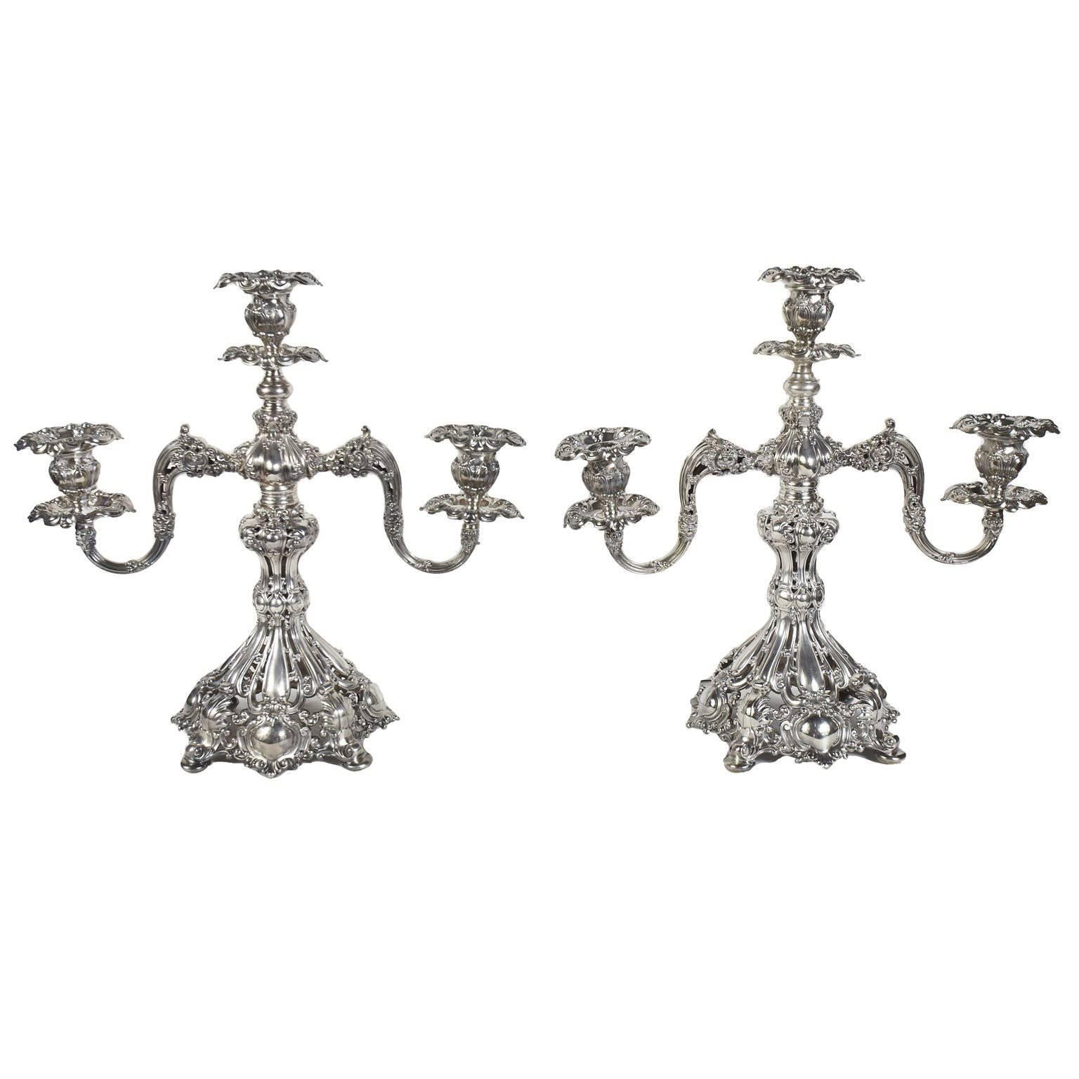 Late 19th Century Silver Plate Reed and Barton Candelabras "Renaissance" Pattern For Sale
