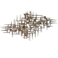 Max Levine Brutalist Bronze and Copper Abstract Wall Sculpture